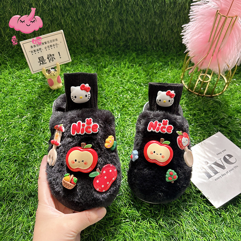 儿童棉拖鞋女童室内家居2026新款秋天冬天春季拖鞋女外穿毛毛棉拖