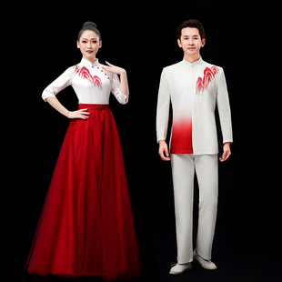 新款男女大合唱演出服学生红歌比赛诗歌朗诵舞台表演服主持人服装