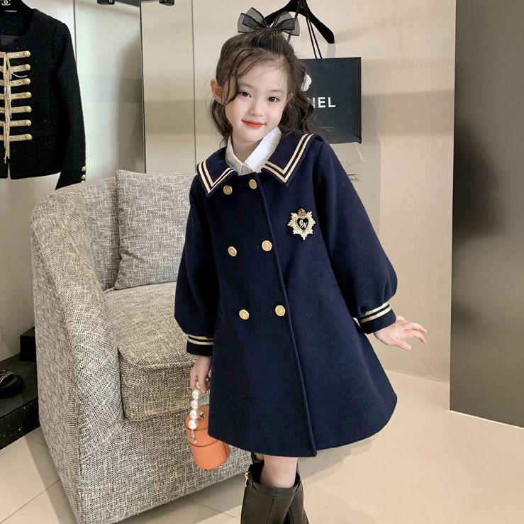 女童毛呢外套洋气学院风韩版宽松秋冬季新款儿童呢子大衣加厚童装