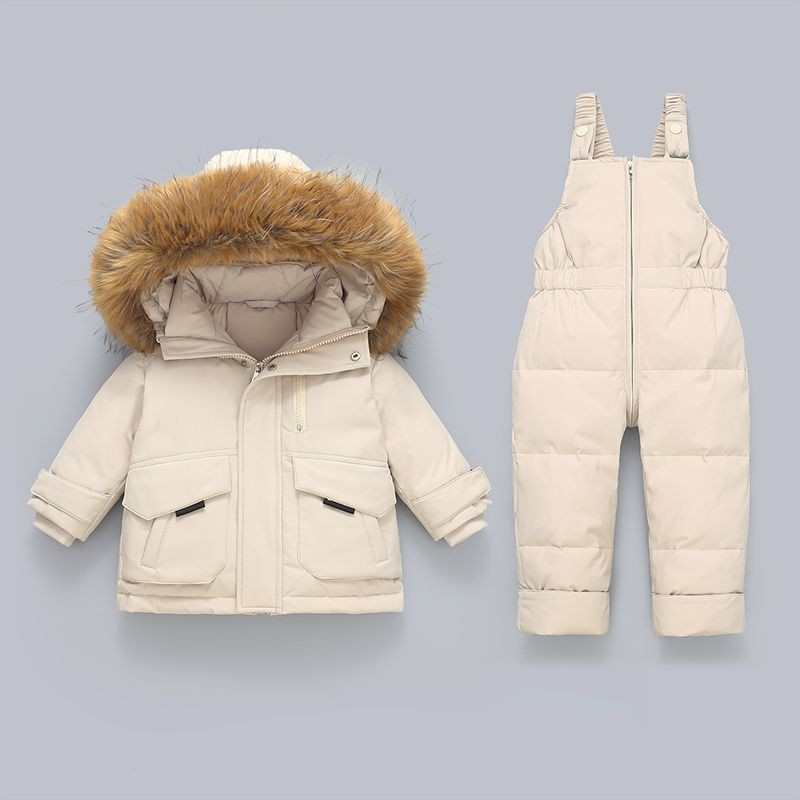 宝宝羽绒服套装男童2024新款婴幼儿1--4岁洋气加厚儿童冬季外套反