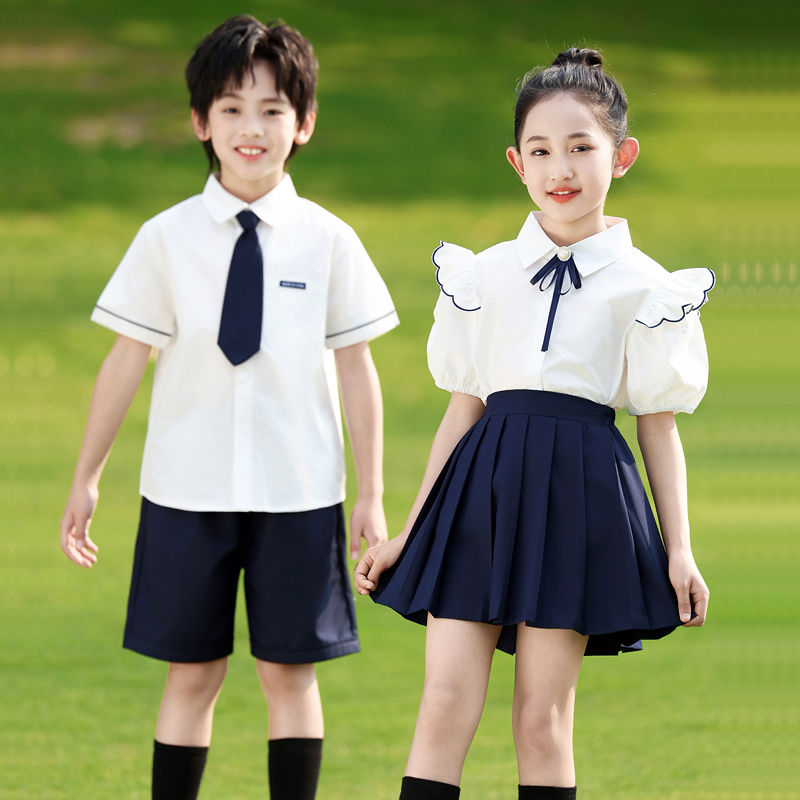 港风小学生夏季毕业照校服六一节表演出服朗诵大合唱幼儿园校园服