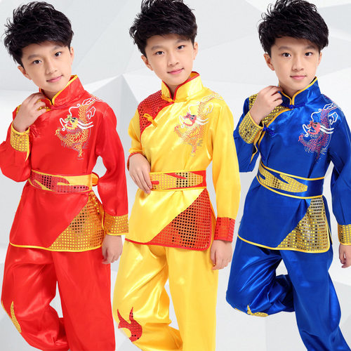 春秋季儿童武术表演练功服少儿太极服演出服装男女童中国功夫服装