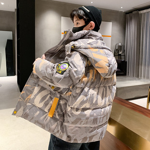 男童羽绒服白鸭绒中长款2024冬季新款中大童加厚保暖水墨画三防料