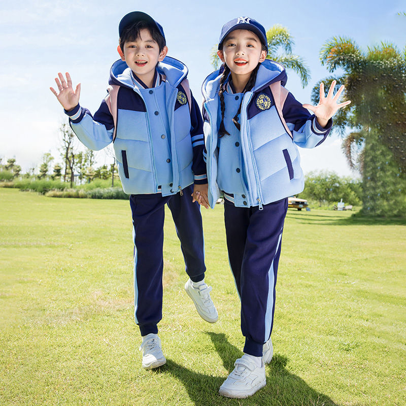 幼儿园园服春秋装马甲加厚班服套装儿童运动小学生校服冬季三件套