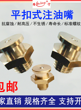 平扣式黄油嘴平头油嘴1622MM平扣全纯铜船用扁平注油咀M13/810124