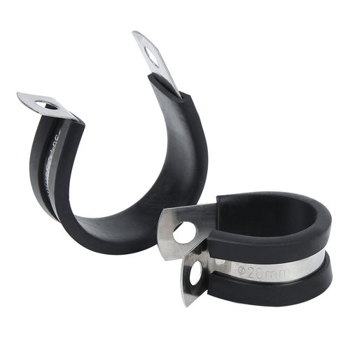 304不锈钢连胶条卡箍 R型喉箍管夹减震橡胶卡箍 电缆电线绝缘线夹