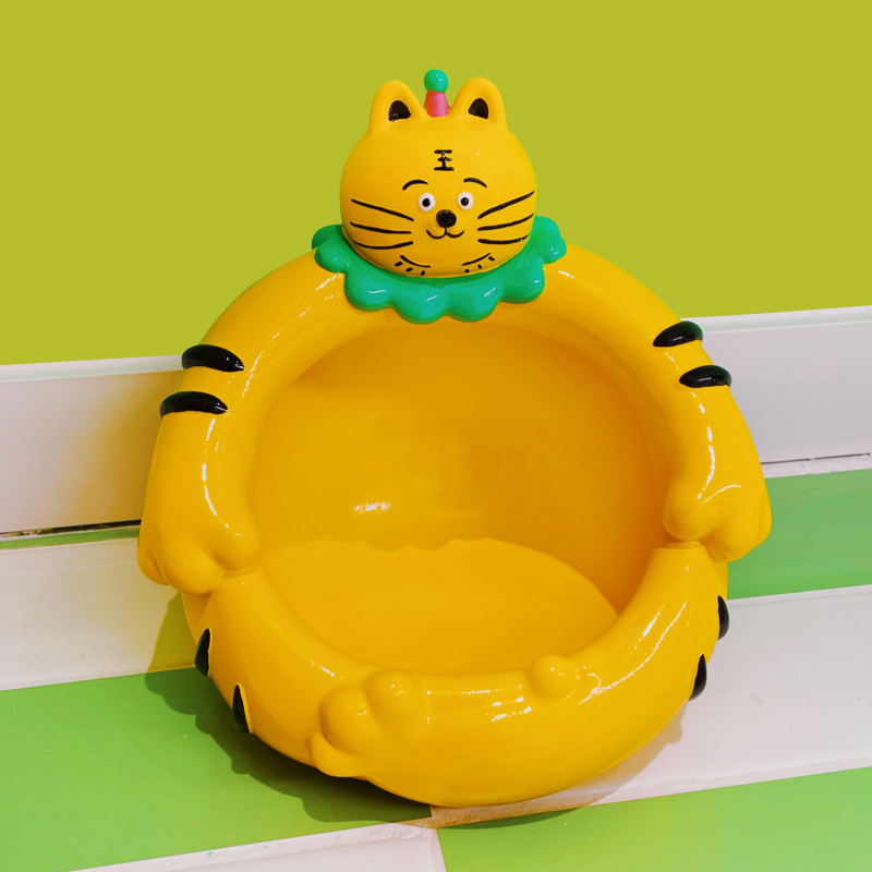 有蒂棵棵原创发财玄关置物盘可爱卡通钥匙收纳盘创意乔迁礼物