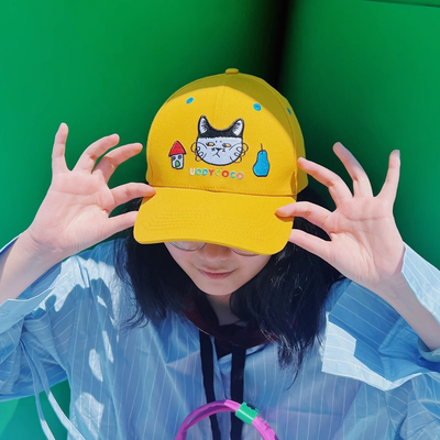 uodycoco原创猫咪鸭舌帽春夏遮阳棒球帽子可调节可爱时尚休闲帽