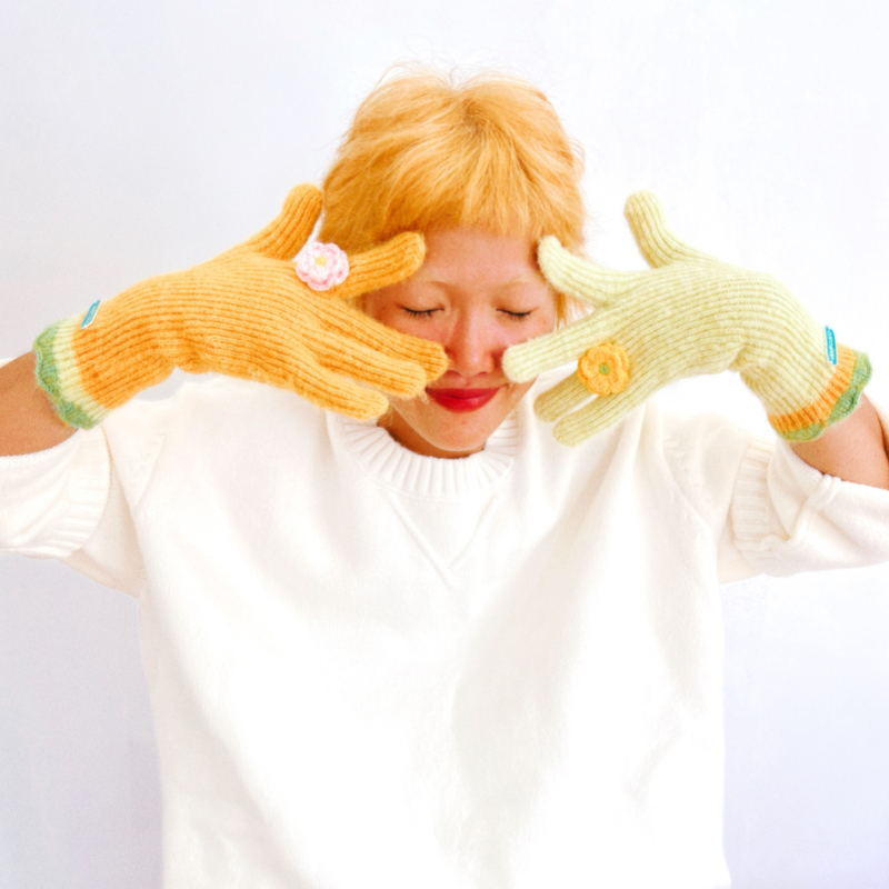 uodycoco原创可爱卡通毛线针织手套女冬季保暖加厚防寒骑行手套