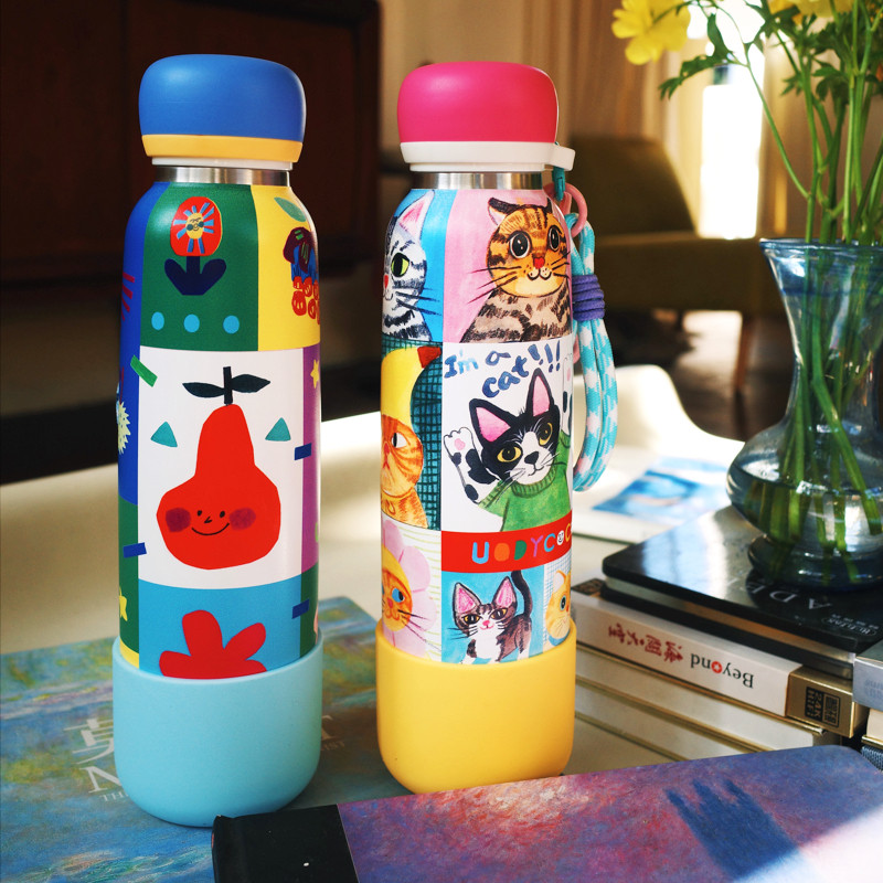 有蒂棵棵卡通可爱保温杯大容量带吸管杯便携不锈钢随行水杯礼物