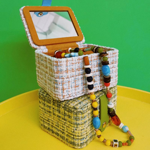 复古提花首饰盒双层便携旅行收纳