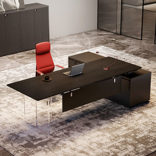 透明悬浮老板办公桌亚克力轻奢高级感创意意式总裁桌总经理办公桌