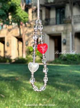Heart-bonbon原创可爱爱心小众水晶夏日手机挂件手机链包挂相机链