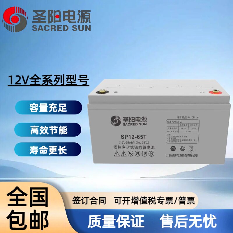 圣阳蓄电池12V65AH100AH38AH UPS应急储能电池高效节能全国包邮