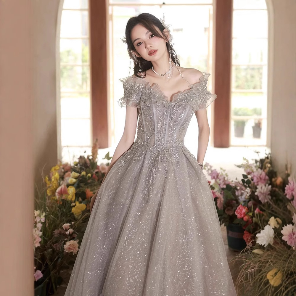 高级感轻奢学生艺考主持礼服