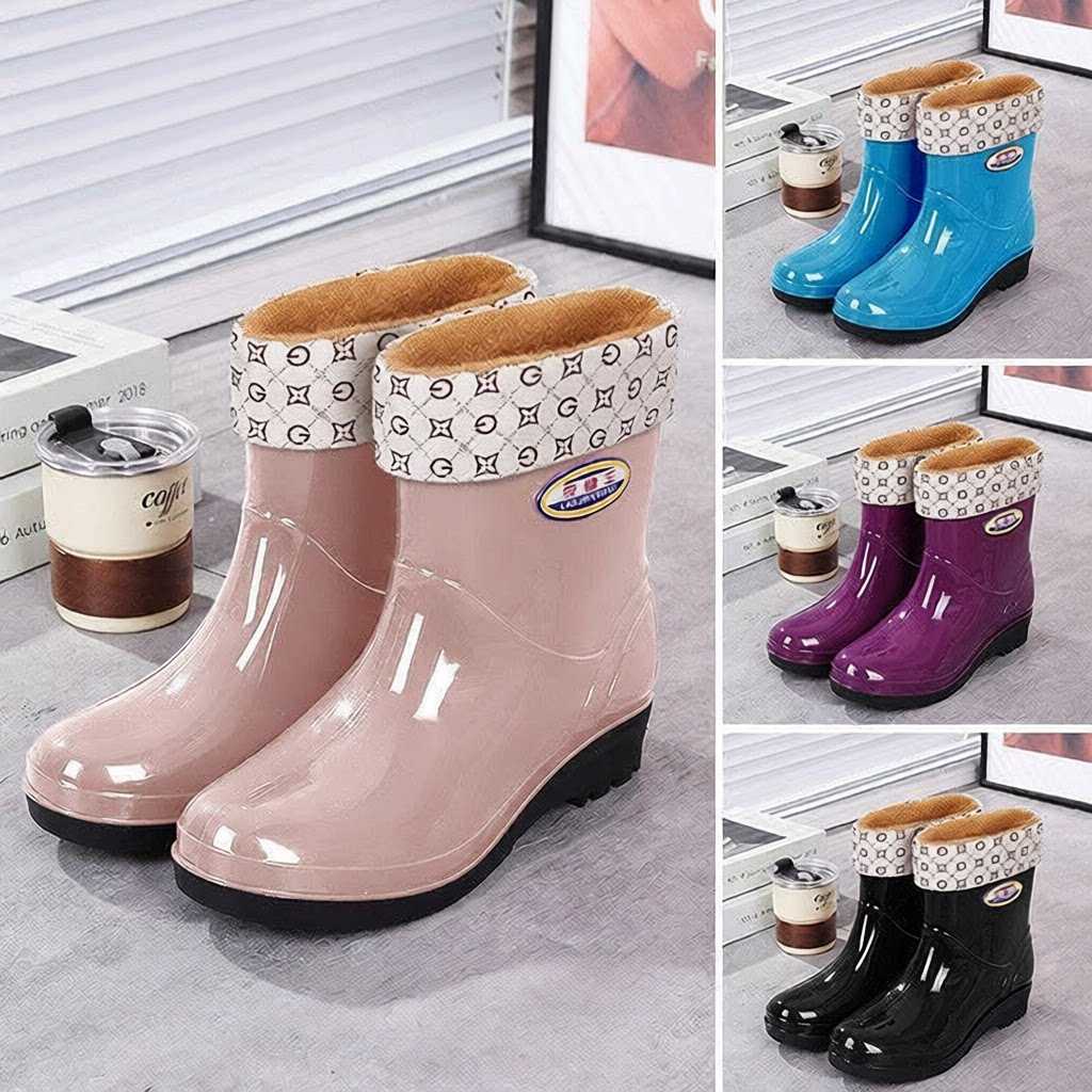 雨鞋女短筒时尚水鞋加绒保暖水靴