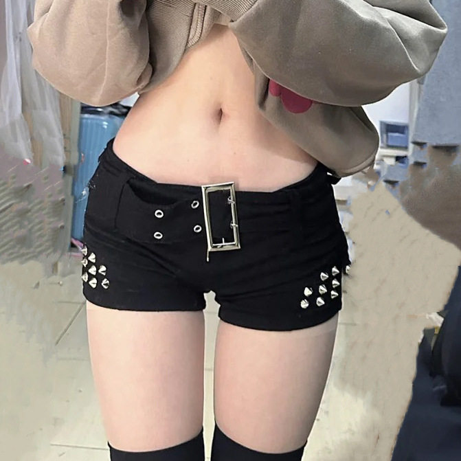 网红性感低腰辣妹超短裤女重工