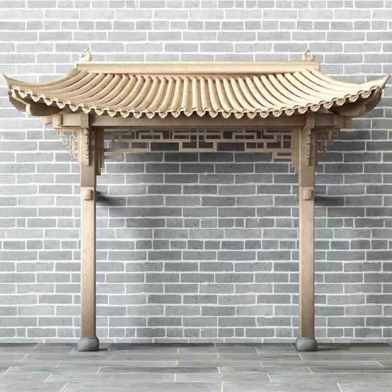 仿古屋檐门头定做实木中式一体式门楼门头装饰木牌楼定制古建飞檐