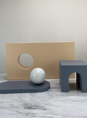 现代简约几何摆件金属书房客厅样