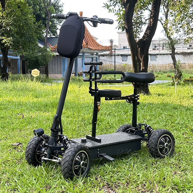 四轮电动代步车老人车助力车接送小孩电动车可折叠便携户外野营车