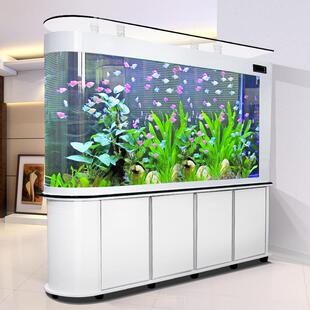 欧宝子弹头鱼缸水族箱家用中大型客厅隔断屏风金鱼缸生态玻璃玄关