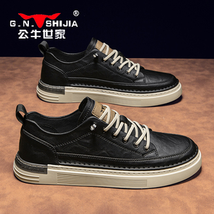 透气潮流鞋 新款 子 复古高端男百搭系带休闲板鞋 公牛世家男鞋