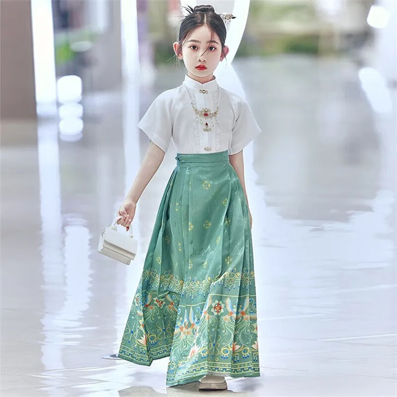 女童马面裙套装中国风日常新款儿童汉服古装半身裙女宝宝夏季薄款