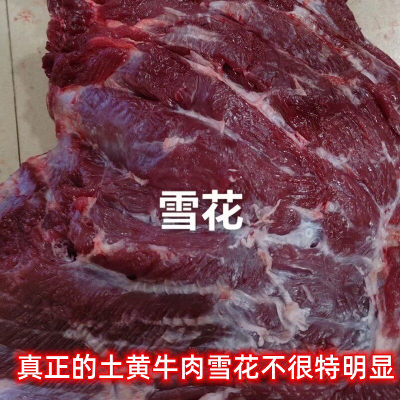 新鲜现杀土黄牛雪花肉农家放养