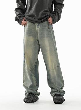 BLRY 2024秋季美式牛仔裤子男女宽松高街直筒裤复古坠感休闲长裤