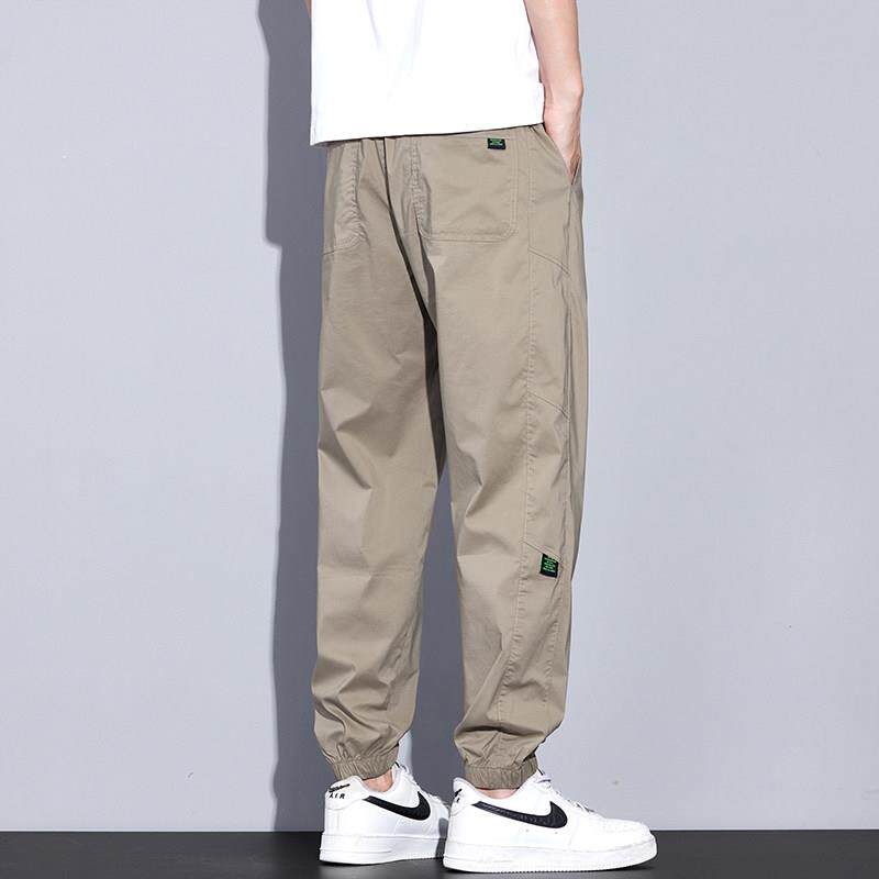 Kuvine夏季超薄款户外冰丝速干休闲裤男款宽松直筒工装九分束脚裤