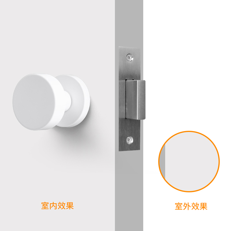 隐形门锁专用卧室静音简易通用把手白色黑隐藏圆形房间室内单面锁