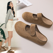 女舒适平底防滑休闲鞋 包头半拖鞋 平底勃肯鞋 春夏季 女外穿2026新款