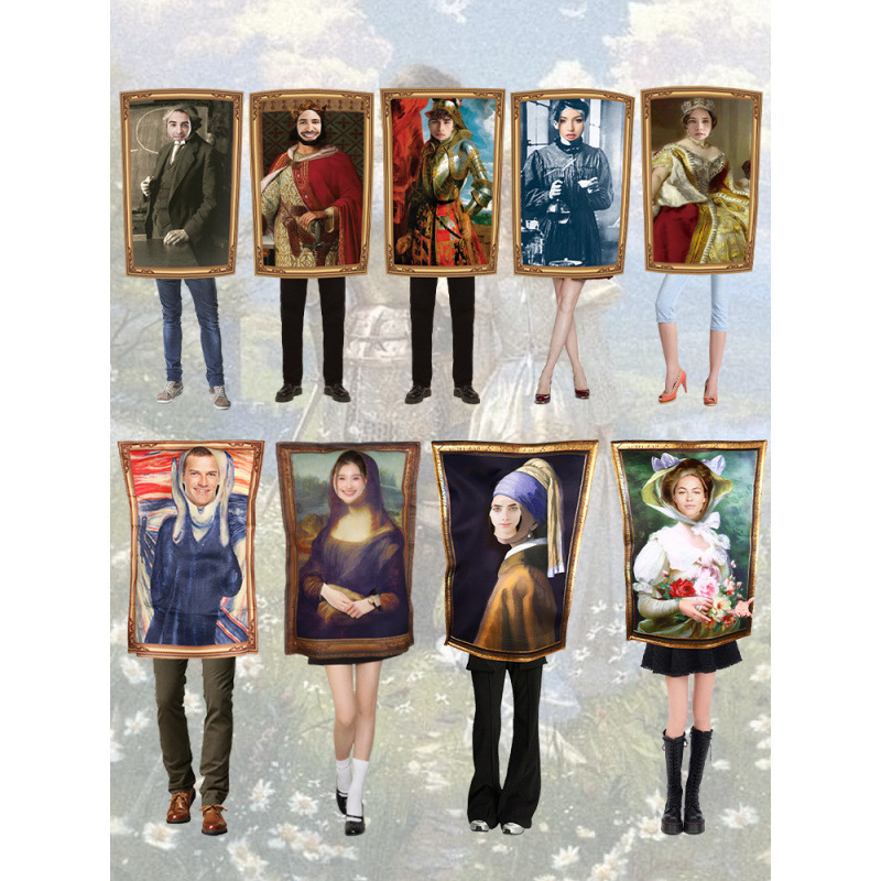 跨境蒙娜丽莎cosplay服装趣味恶搞壁画服饰万圣节角色扮演人偶服