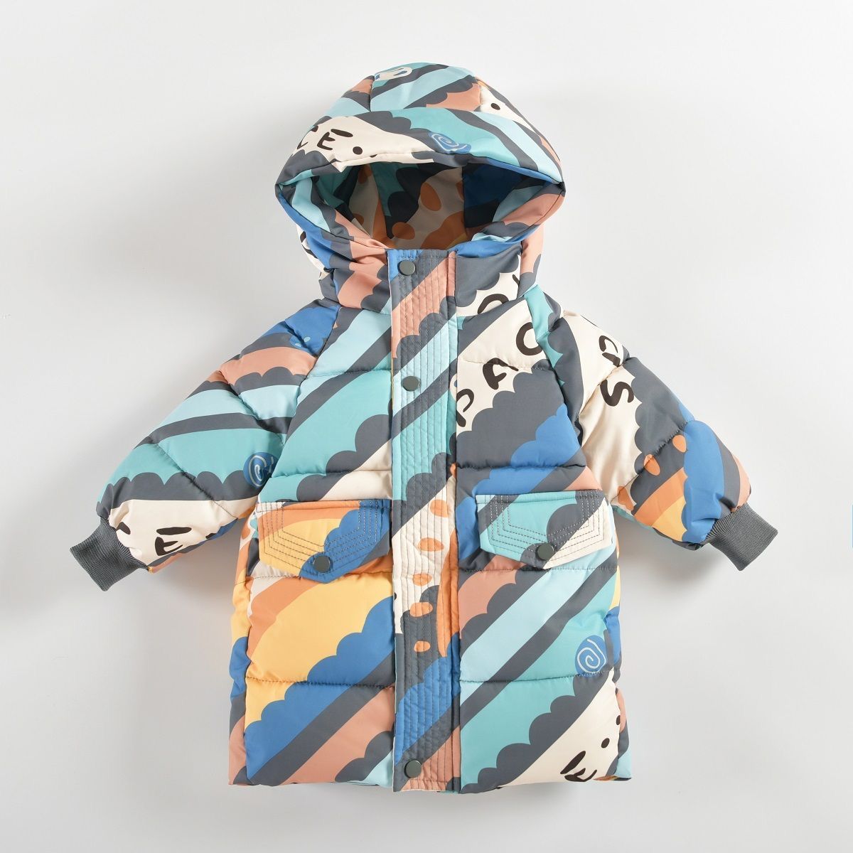 儿童男童中长款棉服男女童洋气加厚保暖迷彩棉衣棉袄新款宝宝外套