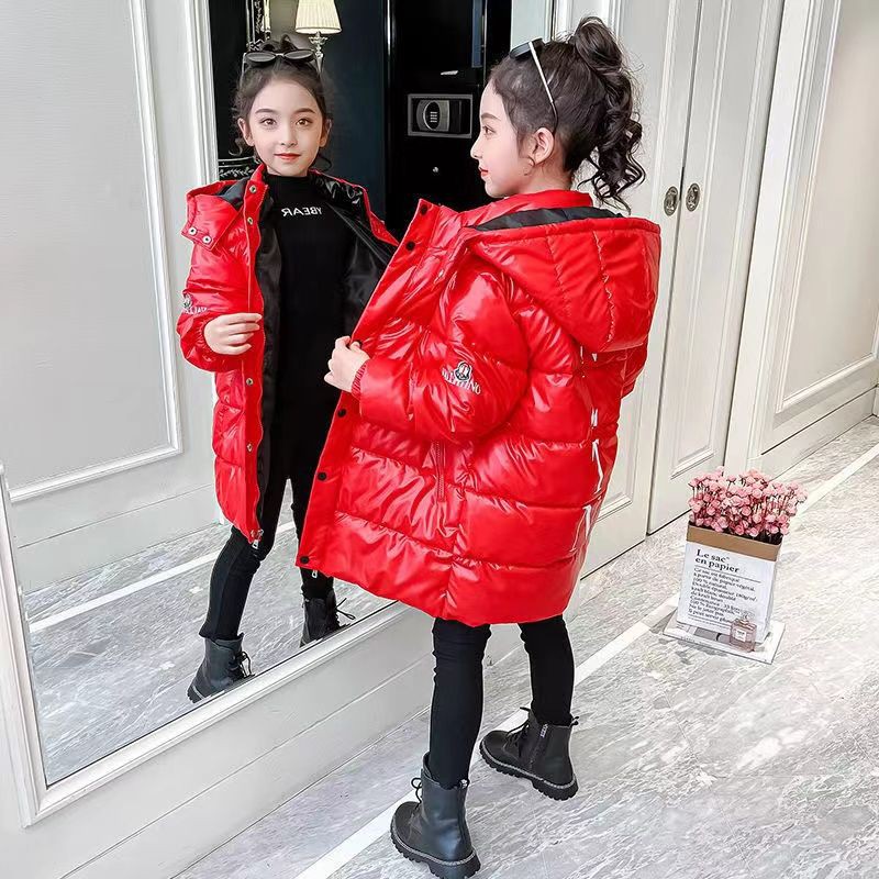女童免洗亮面中大童羽绒棉服8到15岁棉衣2025冬季新款6加厚中长款