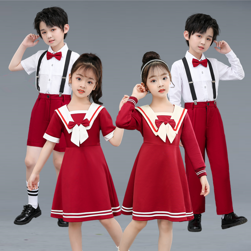 大合唱演出服装中生男合唱男女童团体延长表演服元旦国庆小学儿童