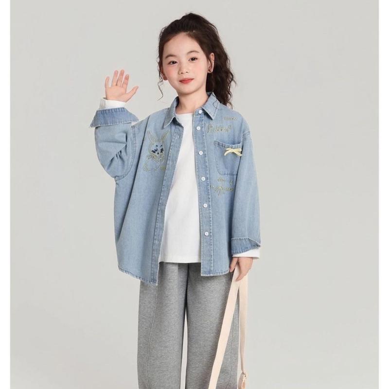 女童牛仔衬衫2026春秋新款儿童洋气休闲外套中大童薄款百搭上衣潮图片
