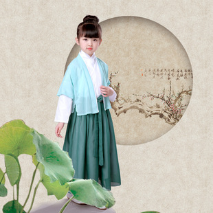 元旦儿童诗词朗诵演出服三件套合唱服古装表演服舞蹈男女童汉服