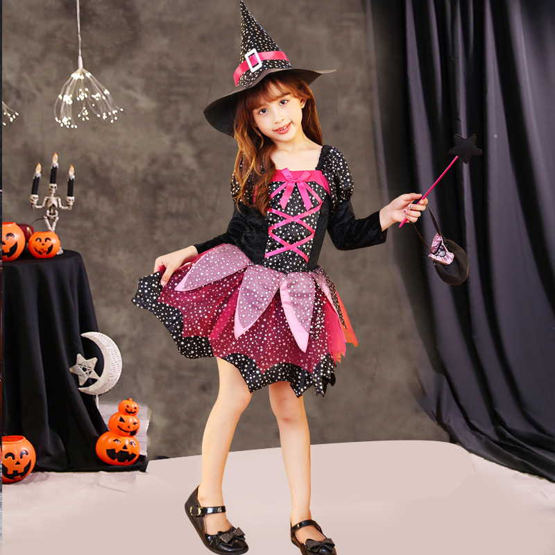 万圣节儿童服装男女童角色扮演cosplay服装小巫婆女巫派对表演服