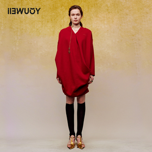 YOUWEI有尾春季通身连衣裙捏褶V领加绒卫衣裙Y5724103