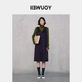 YOUWEI有尾2024冬季 蕾丝刺绣双面呢背心连衣裙女裙Y5724415