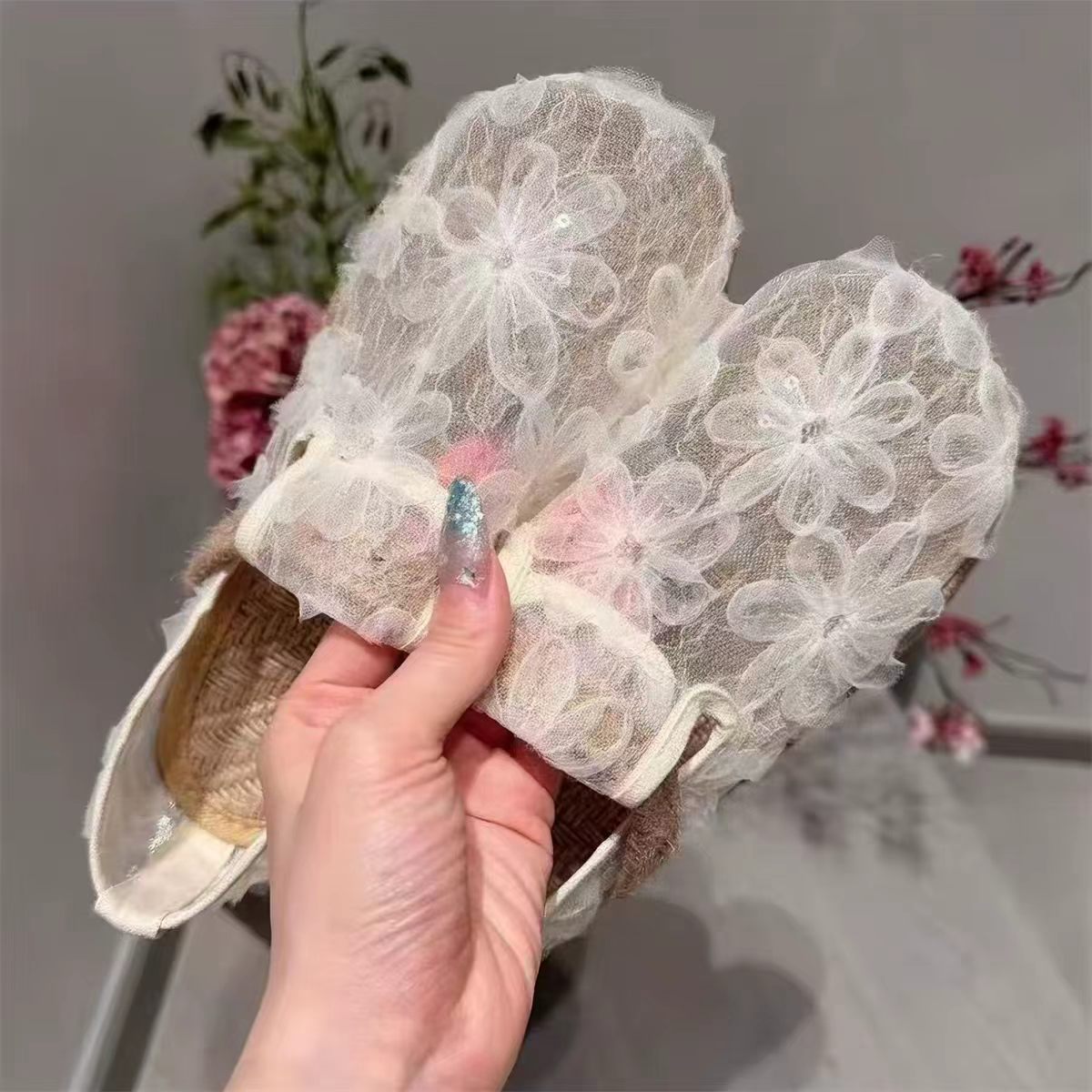 夏季镂空网纱亚麻老北京布鞋女一