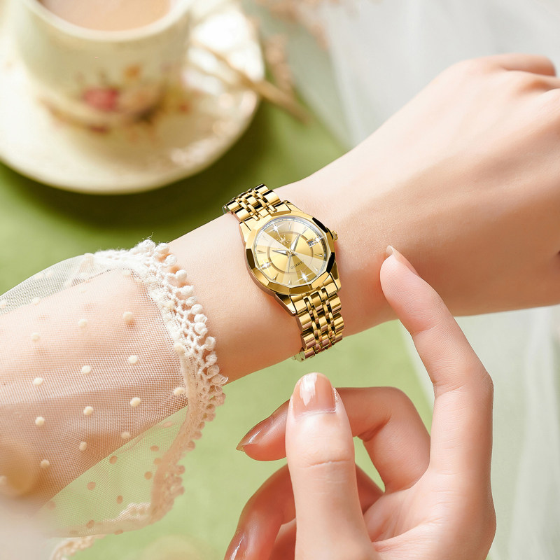 手表女2023新款机械全自动18k金色电子手表女士学生轻奢名表十大