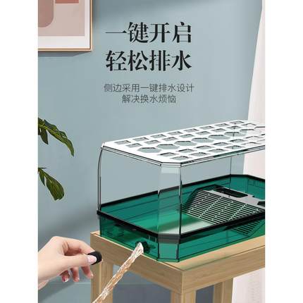乌龟带盖水陆缸生态造景晒台别墅家用养巴西龟草龟鳄龟专用饲养箱