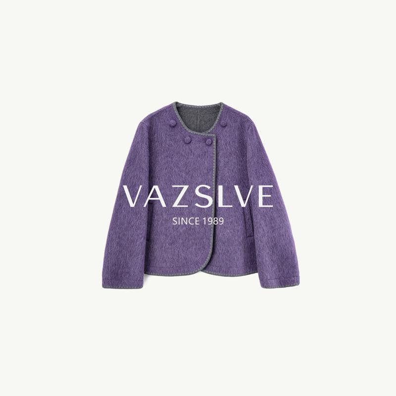 【VAZSLVE/全新奢品】捡漏-花边纯色毛呢时尚外套-BO6831
