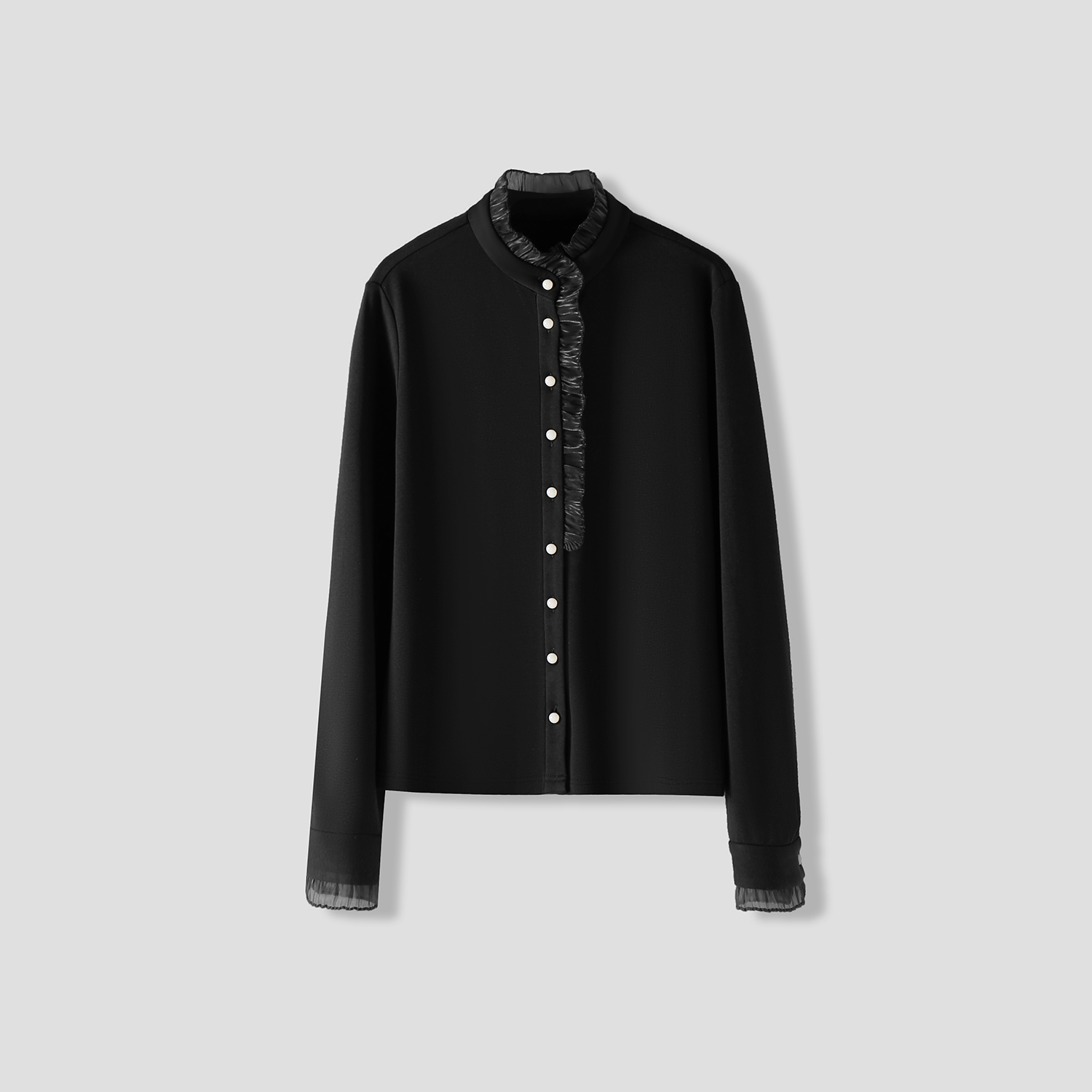 新款蕾丝针织单排扣衬衫-5DCZH313