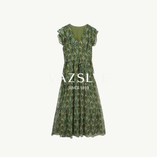 【VAZSLVE/全新奢品】捡漏-碎花V领飞袖连衣裙-BOXC6XH83221