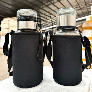 1L大容量噸噸玻璃杯茶水分離帶茶倉便攜玻璃水杯泡茶杯 送杯套