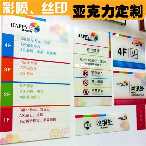 标牌定做压克力标识塑料小牌子定制UV网版印刷警示标志牌家用号码图片