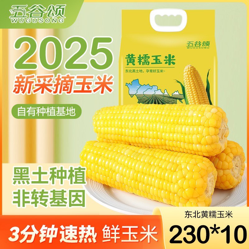 试吃两根26年头茬甜糯玉米黄糯早餐代餐东北黑土黄糯玉米真空装